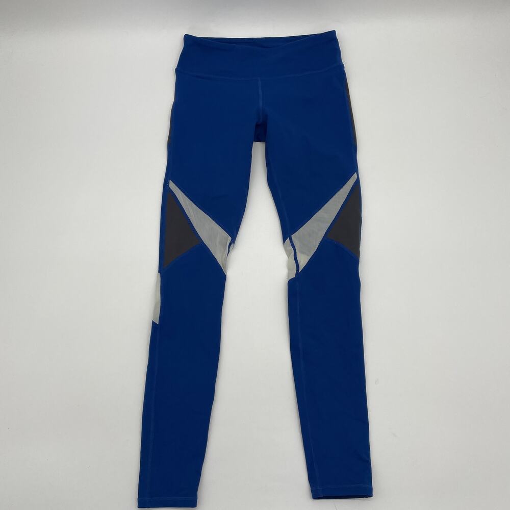 FABLETICS Leggings Blue Mesh Ventilation Mid Rise 7/8 Length Women Size XS